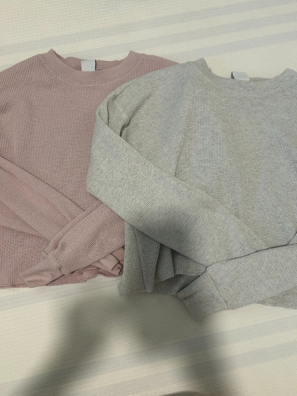 Set of Two Aritzia Waffle Crew Boxy Long Sleeve